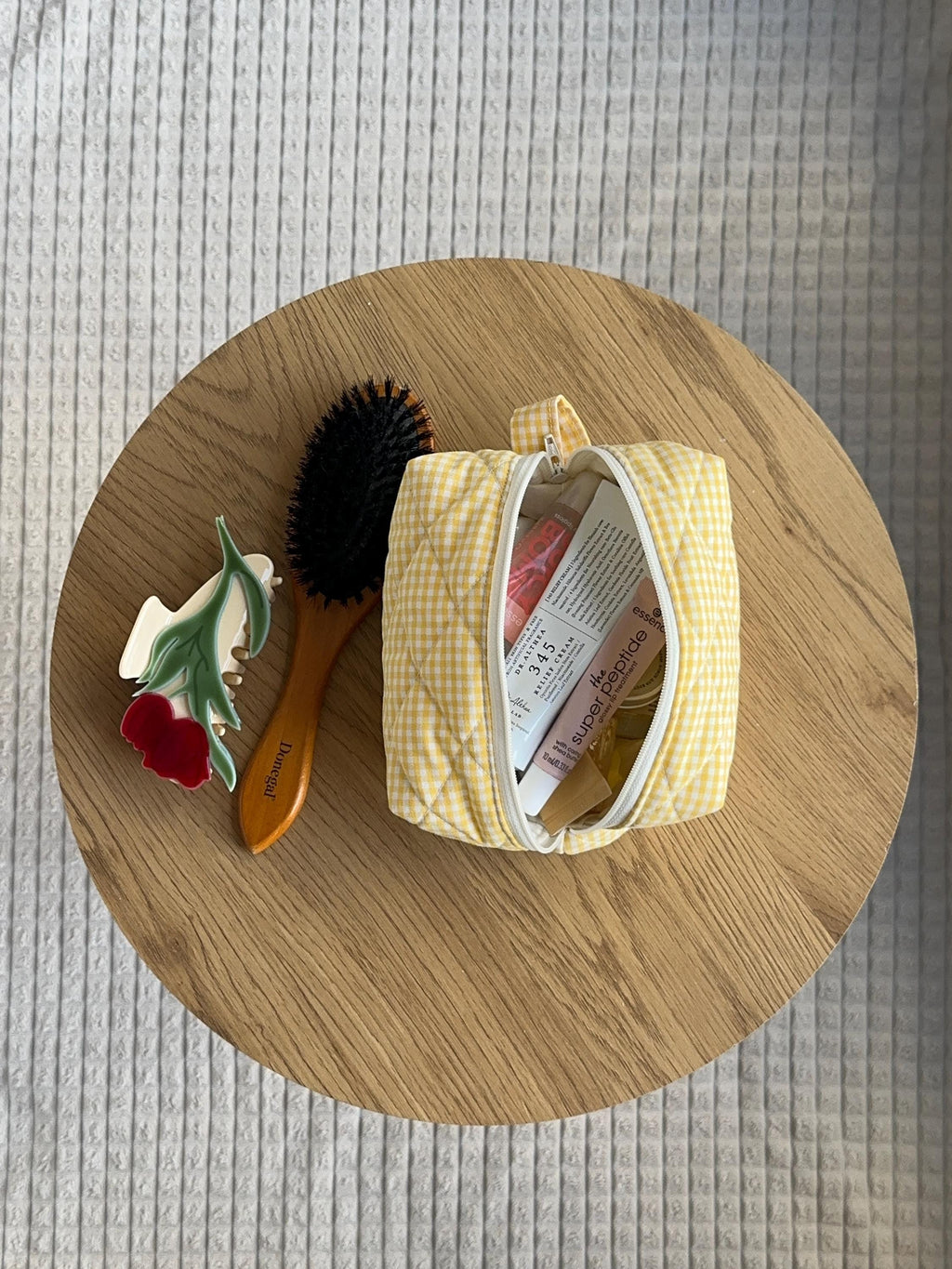 Yellow Gingham Beauty Case