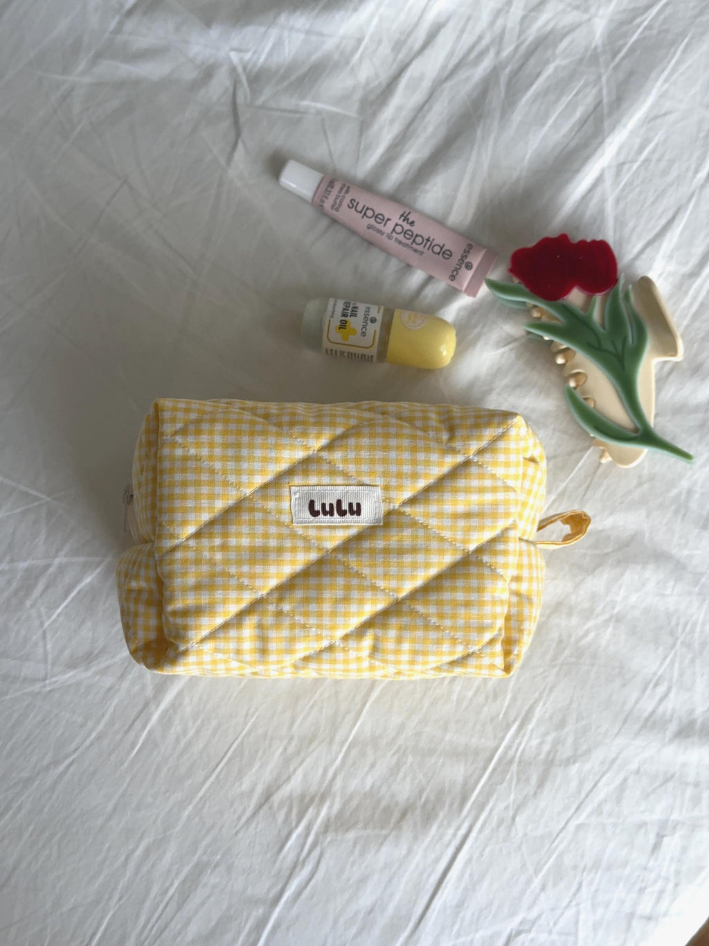Yellow Gingham Beauty Case