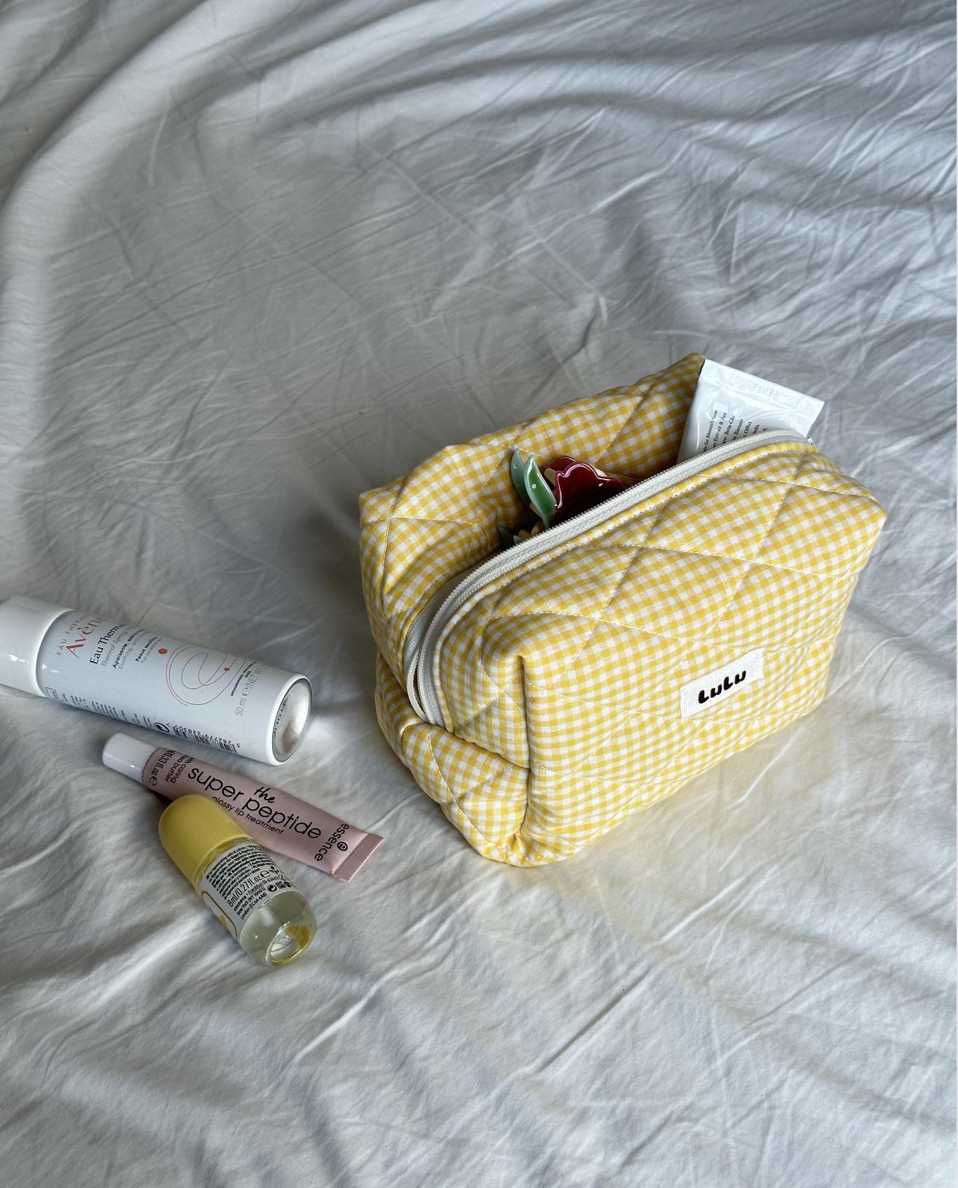 Yellow Gingham Beauty Case