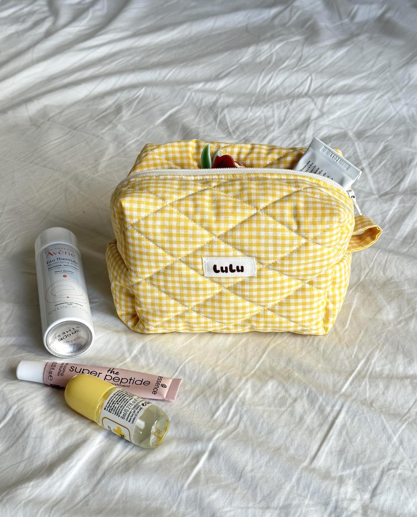 Yellow Gingham Beauty Case